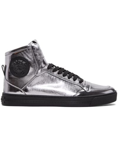 Versace Silver Medusa High-top Sneakers - Metallic