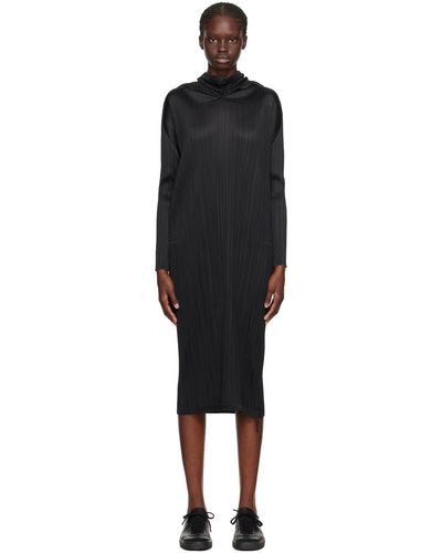Pleats Please Issey Miyake Black Monthly Colours September Maxi Dress