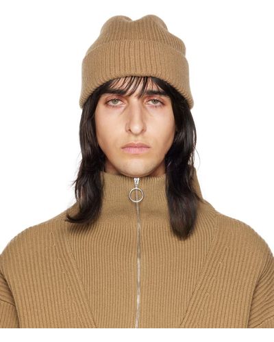 JOSEPH Bonnet brun clair en double tricot - Marron