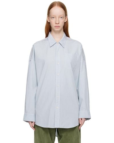 R13 Blue Drop Neck Shirt - White