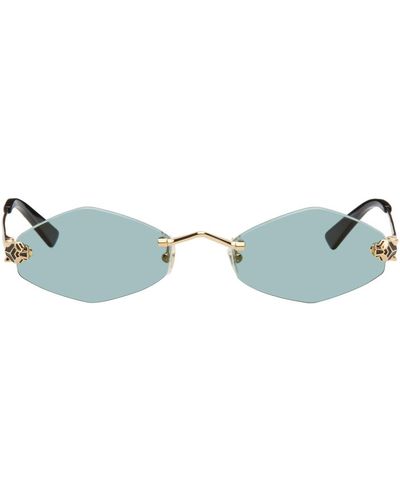 Cartier Lunettes de soleil ovales dorées - Noir