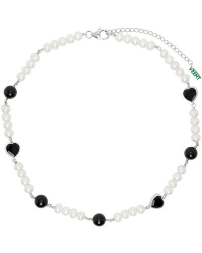 Veert Collier blanc et noir à pierres graphiques et à perles exclusif à ssense