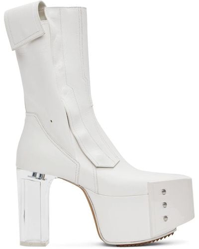 Rick Owens Platform Fogpocket Chelsea Boots - White