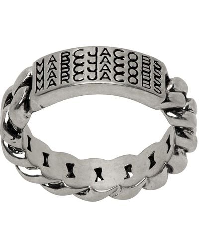 Marc Jacobs Silver 'the Barcode Monogram Chain' Ring - Metallic