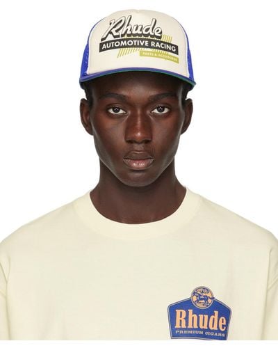 Rhude Blue & Off-white Auto Racing Cap - Brown