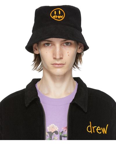 Drew House Ssense Exclusive Painted Mascot Bucket Hat - Black