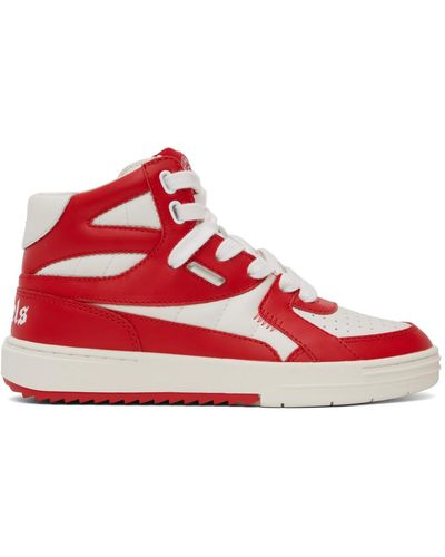 Palm Angels Red & White University Mid Trainers