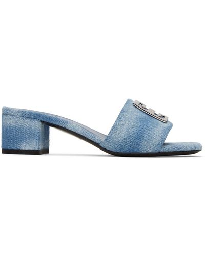 Givenchy Blue 4g Denim Mules - Black