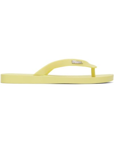 Melissa Yellow Sun Long Beach Flip Flops - Black