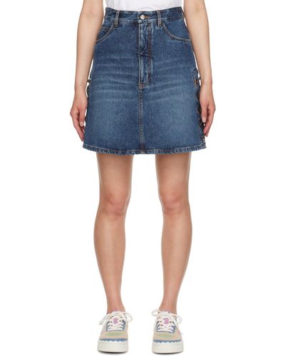 Chloé Blue Lace-up Denim Miniskirt