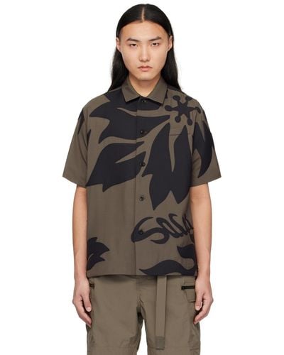 Sacai Brown & Navy Floral Shirt - Black