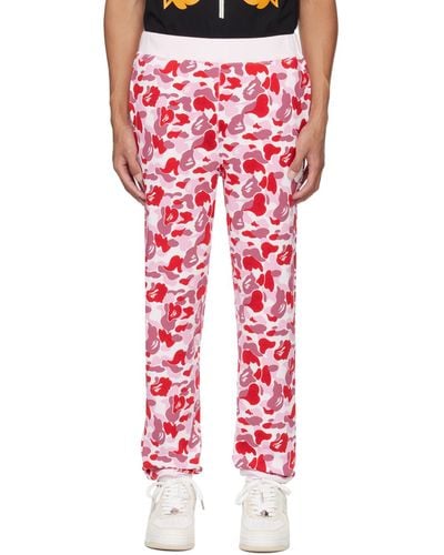 A Bathing Ape Abc Camo Crystal Stone Joggers - Red