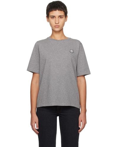 Maison Kitsuné Gray Bold Fox Head Patch T-shirt - Black