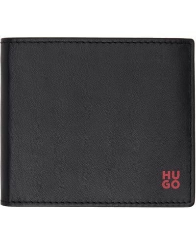 HUGO スタックロゴ 財布 - ブラック