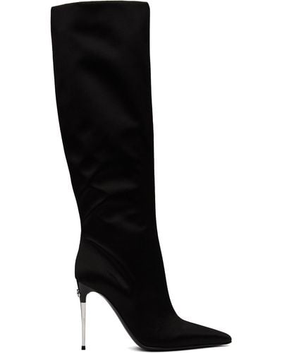 Dolce & Gabbana Satin Tall Boots - Black