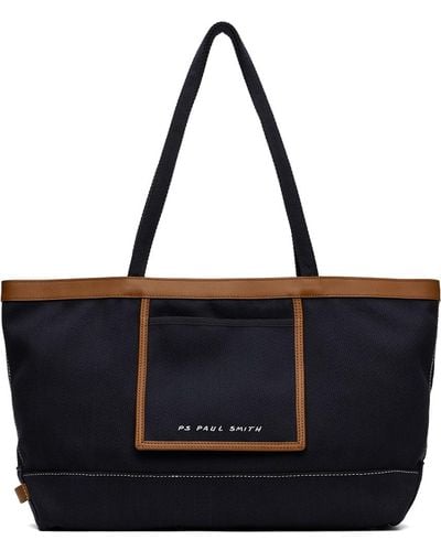 PS by Paul Smith Navy Embroidered Tote - Black
