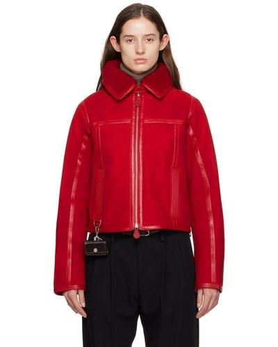 Saks Potts Cosmo Shearling Jacket - Red