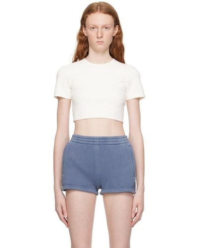 T By Alexander Wang Off-white Cropped T-shirt - Blue