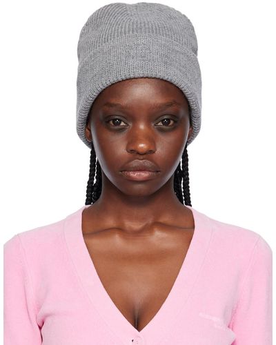 T By Alexander Wang Gray Logo Compact Deboss Beanie - Multicolor