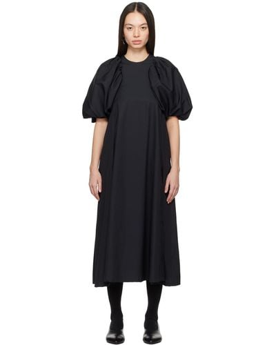 Noir Kei Ninomiya Puff Sleeve Midi Dress - Black