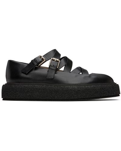 Max Mara Leather Ballet Flats With Straps - Black
