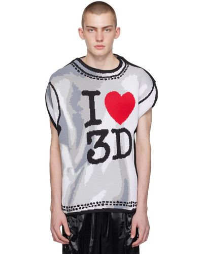 Doublet ホワイト Two-dimensional I♡3d Tシャツ - ブラック