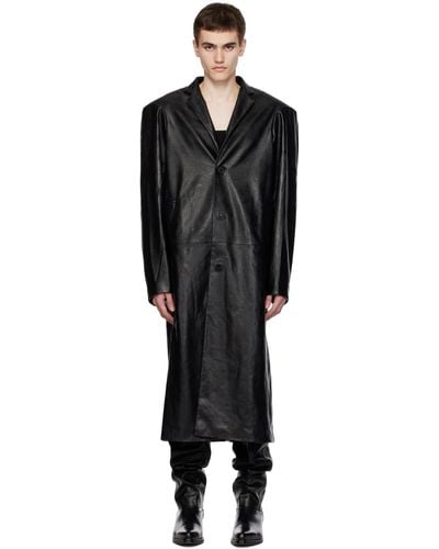 Situationist Manteau noir en cuir synthétique édition yaspis