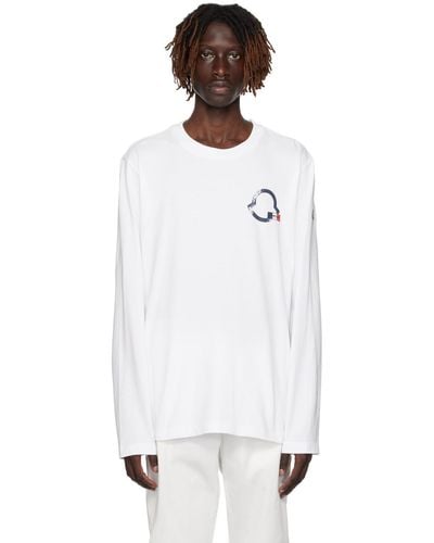 Moncler ホワイト ロゴプリント 長袖tシャツ - ブラック