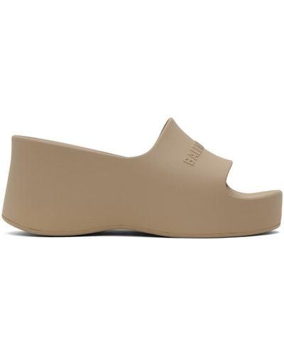 Balenciaga Taupe Chunky Wedge Sandals - Black