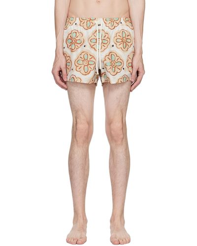 Commas Painted Flower Swim Shorts - Natural