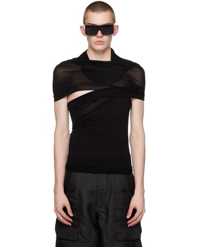 Rick Owens T-shirt dbl noir à assemblage drapé