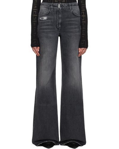 Givenchy 5-Pocket Style Wide Jeans With Logo Patch - Black