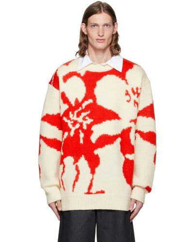 Dries Van Noten Off- Jacquard Sweater - Red