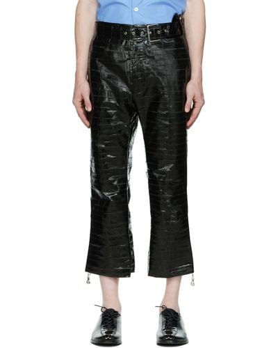 NAMACHEKO Paneled Eel Leather Pants - Black