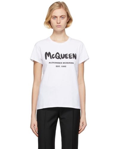 Alexander McQueen ホワイト Graffiti T シャツ