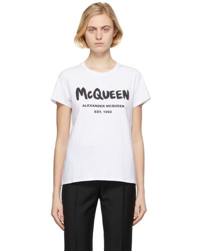 Alexander McQueen T-shirt graffiti mcqueen - Blanc