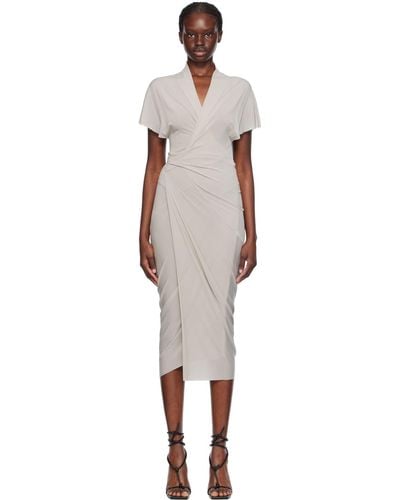 Rick Owens Off-white Wrap Midi Dress - Black