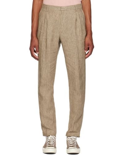 Sunspel Pleated Trousers - Natural