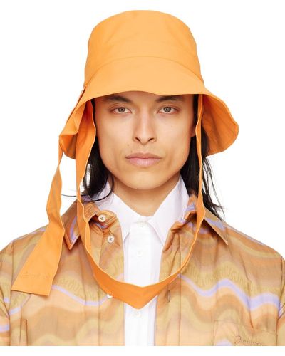 Jacquemus Orange Le Raphia 'le Bob Bando' Bucket Hat