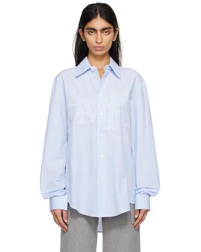 Amiri Chemise bleue à rayures fines - Blanc