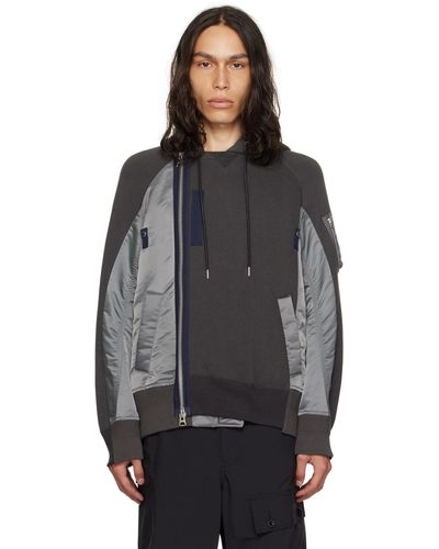 Sacai Grey Sponge Hoodie - Black