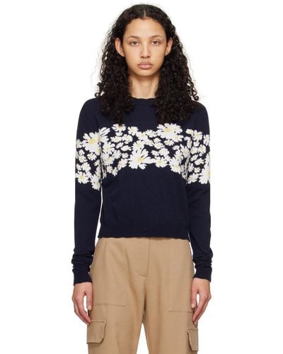 MSGM Navy Floral Sweater - Blue