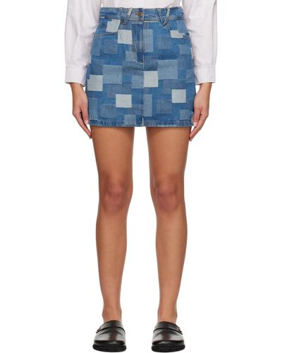 A.P.C. . Indigo Mary-jane Denim Miniskirt - Blue