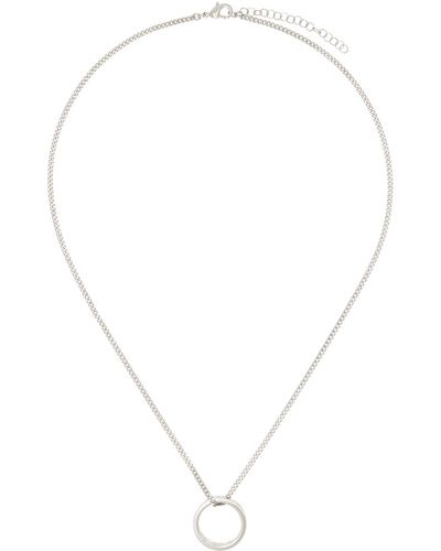 MM6 by Maison Martin Margiela Silver Numeric Minimal Signature Pendant Ring Necklace - White