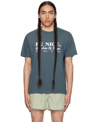 Sporty & Rich Ssense Exclusive Blue 'be Nice' T-shirt