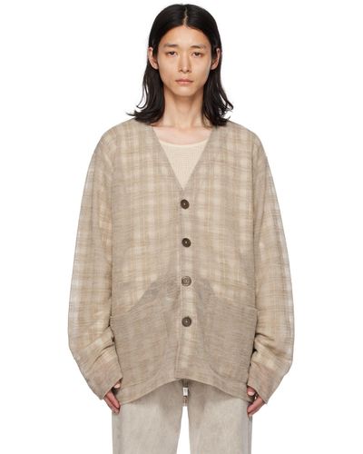 Our Legacy Grey Check Cardigan - Natural
