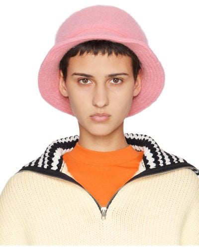 Marni Pink Brushed Alpaca Bucket Hat - Multicolour