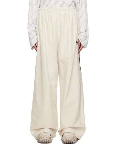 Balenciaga Pantalon de survêtement blanc cassé à logo 3b sports - Neutre