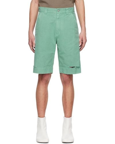 MM6 by Maison Martin Margiela Distressed Shorts - Green