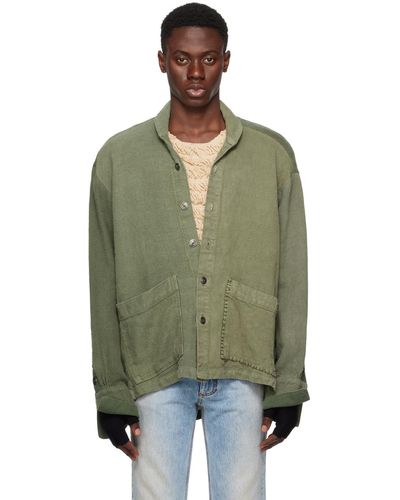 Greg Lauren Blouson droit kaki - Vert